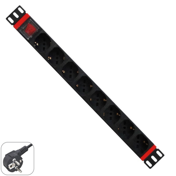 WP RACK REGUA 8 TOMADAS SCHUKO 19" PDU C/ INTERRUPTOR
