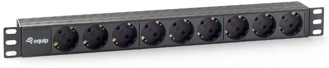 EQUIP REGUA 19" 9 TOMADAS SCHUKO 16A 3500W PDU S/INT FICHA SCHUKO 1.8M PRETO — miniatura 2