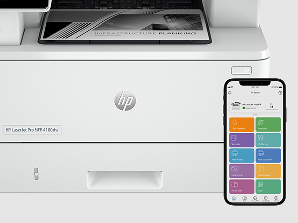 HP LaserJet Pro 4102fdw Sem fios Multifunction Preto e branco Impressora, Copiadora, Scanner; Frente e verso — miniatura 6