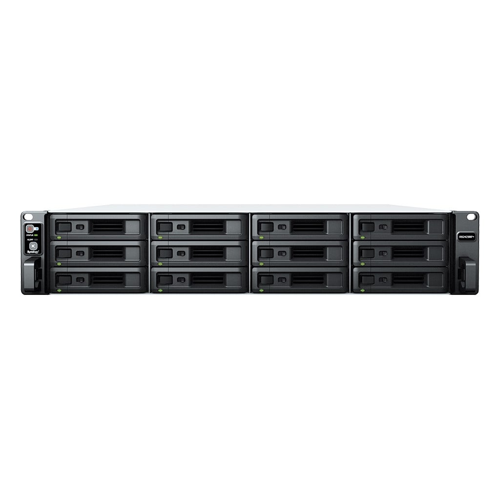 Synology RackStation RS2423+ - Servidor NAS - 12 baias - montável em bastidor - SATA 6Gb/s - RAID (expansão de disco rígido) JBOD, 0, 1, 5, 6, 10 - RAM 8 GB - Gigabit Ethernet / 10 Gigabit Ethernet - iSCSI assistência - 2U — miniatura 2