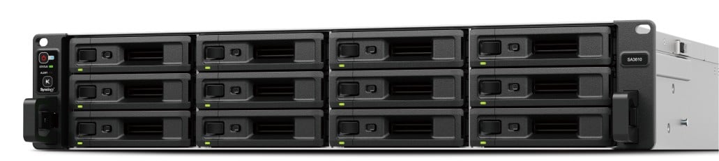 Synology SA3610 - Servidor NAS - 12 baias - montável em bastidor - SATA 6Gb/s / SAS - RAID (expansão de disco rígido) RAID F1, JBOD, 0, 1, 5, 6, 10 - RAM 16 GB - Gigabit Ethernet / 10 Gigabit Ethernet - iSCSI assistência - 2U — imagem 1