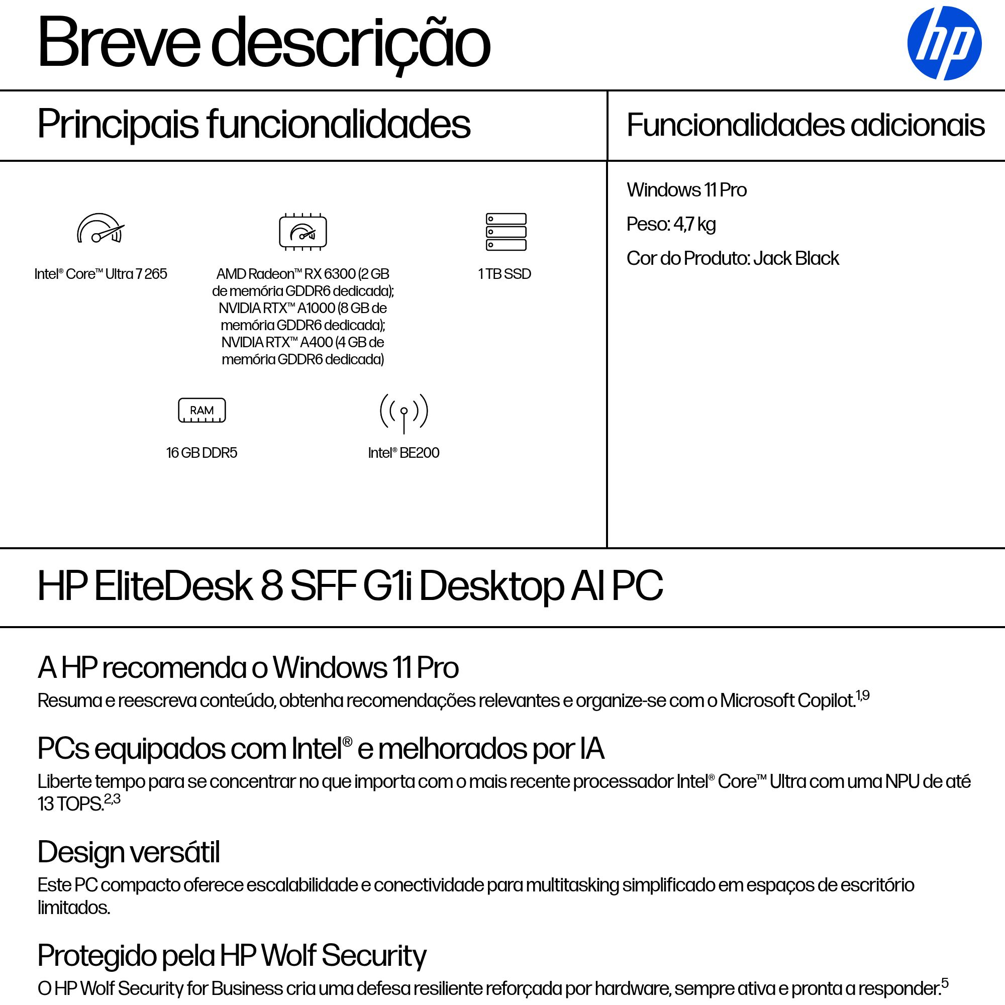 HP EliteDesk 8 SFF G1i AI PC — miniatura 3