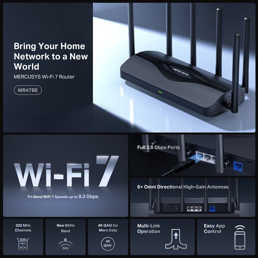 MERCUSYS ROUTER WIFI BE9300 WIFI7 — miniatura 3
