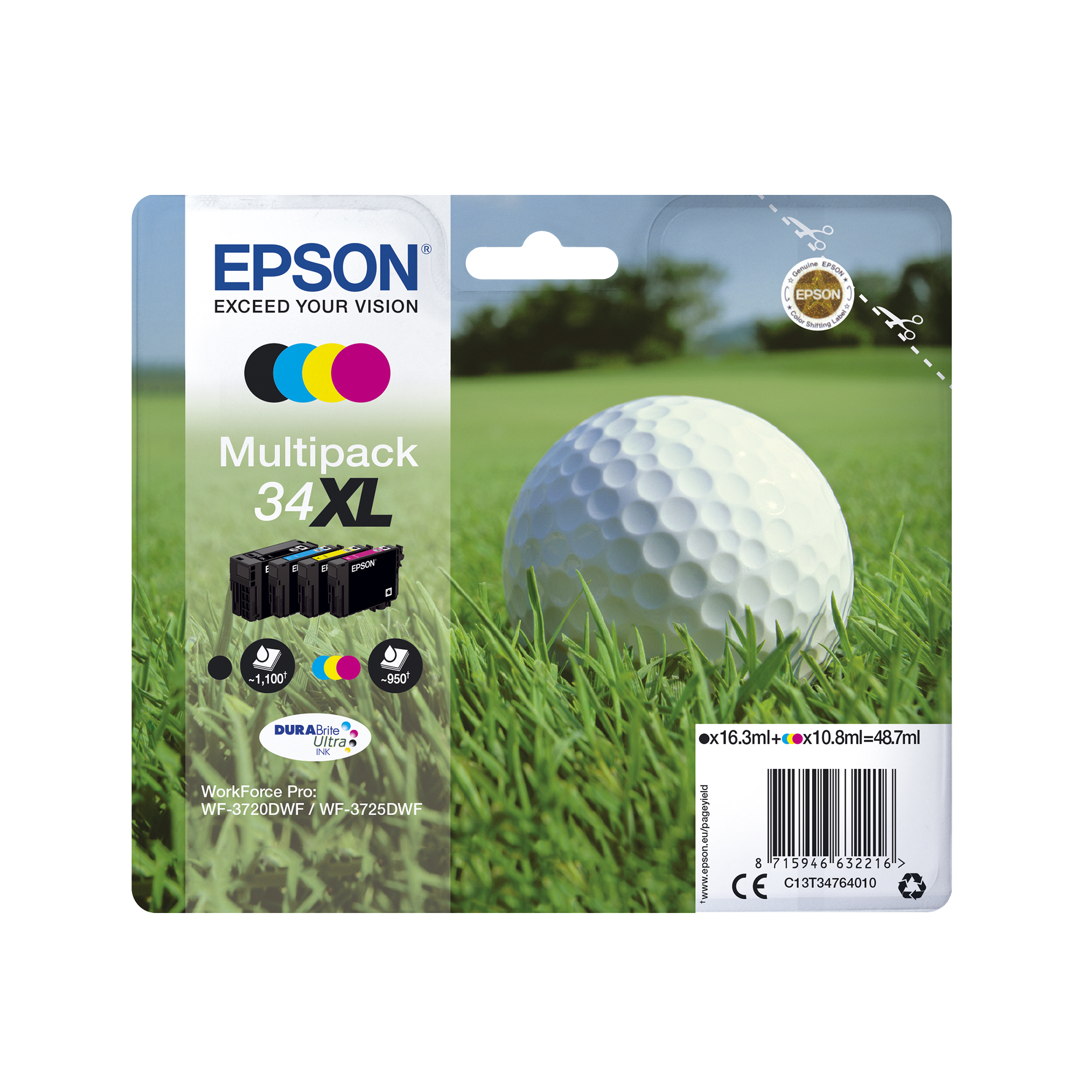 Epson Golf ball 34 Conjunto individual amarelo DURABrite Ultra Bola de golfe — miniatura 2