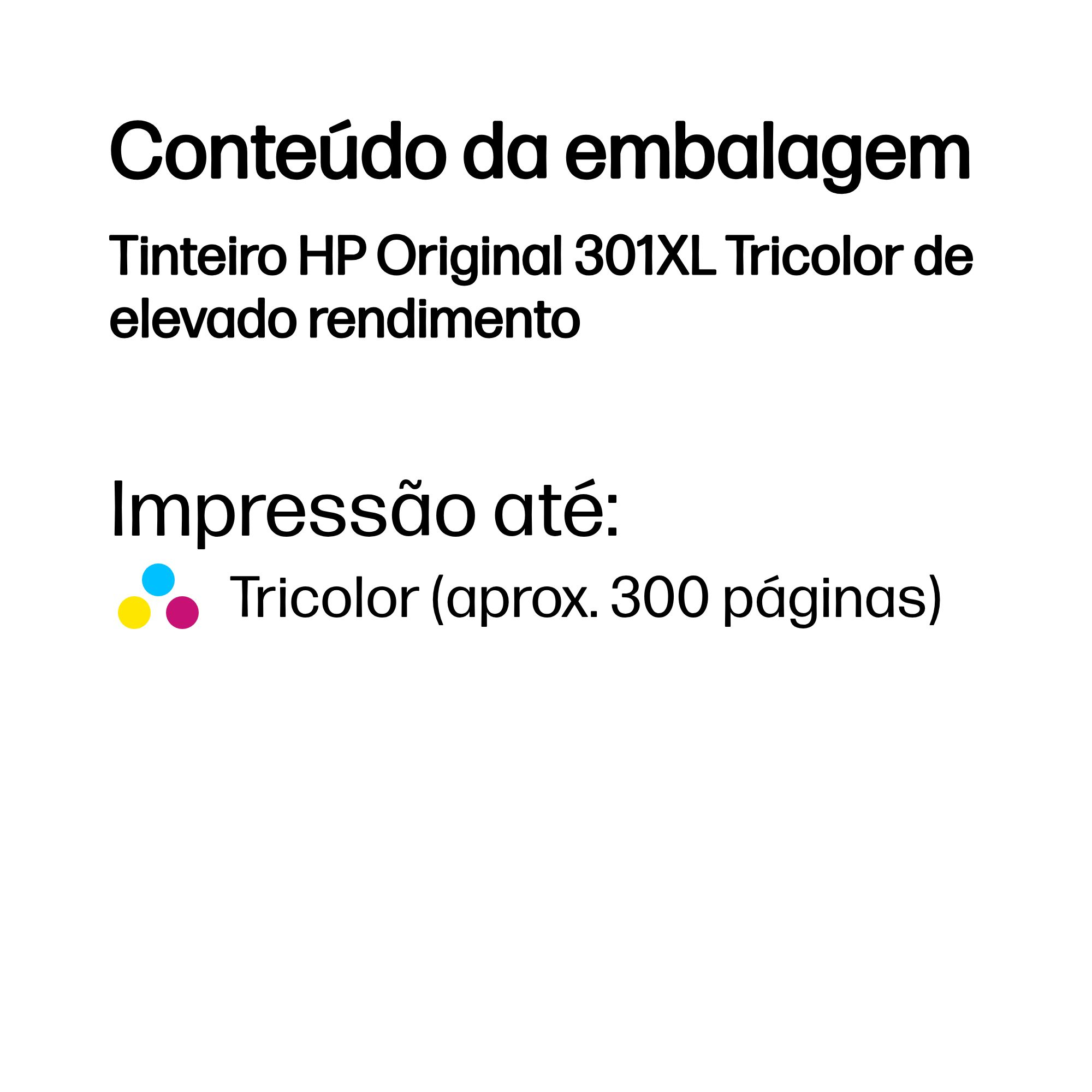 HP Tinteiro Original 301XL Tricolor de elevado rendimento — miniatura 3
