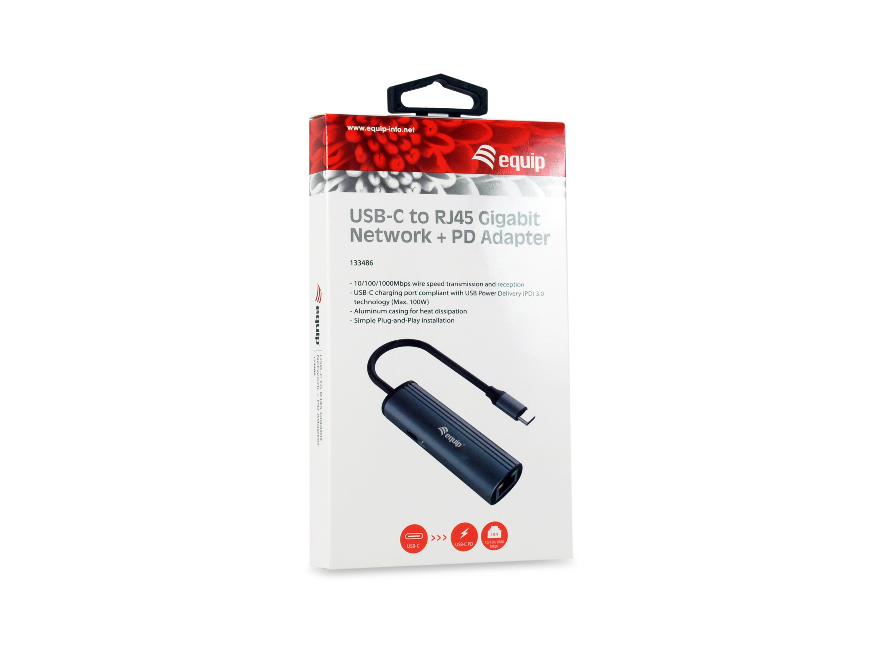 Equip Adaptador USB-C para rede Gigabit RJ45 + adaptador USB PD de 100W — miniatura 5