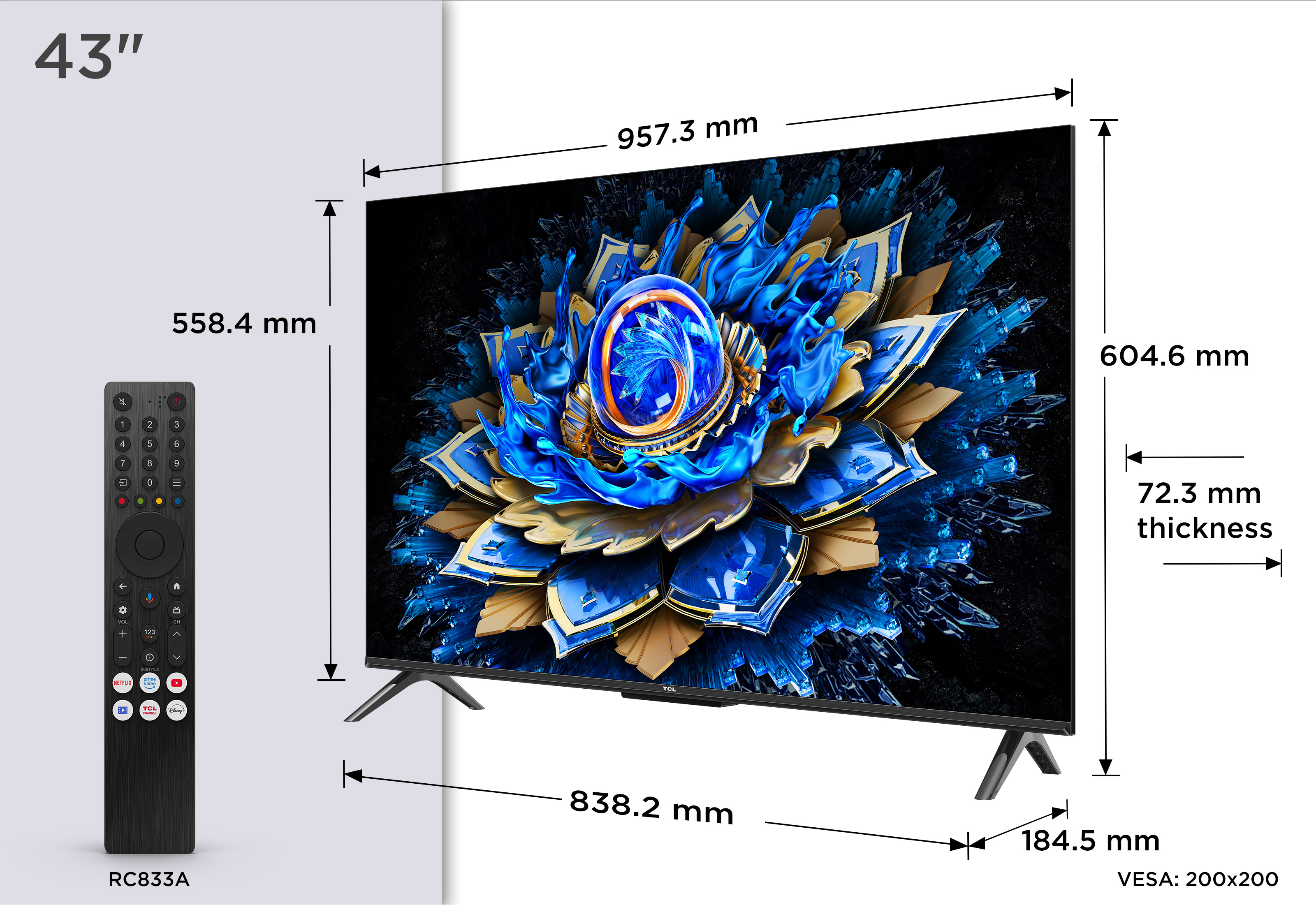 TCL T69C Televisão Smart TV Series 43T69C (2026) 43"/109,2cm QLED 4K UHD Google TV — miniatura 9