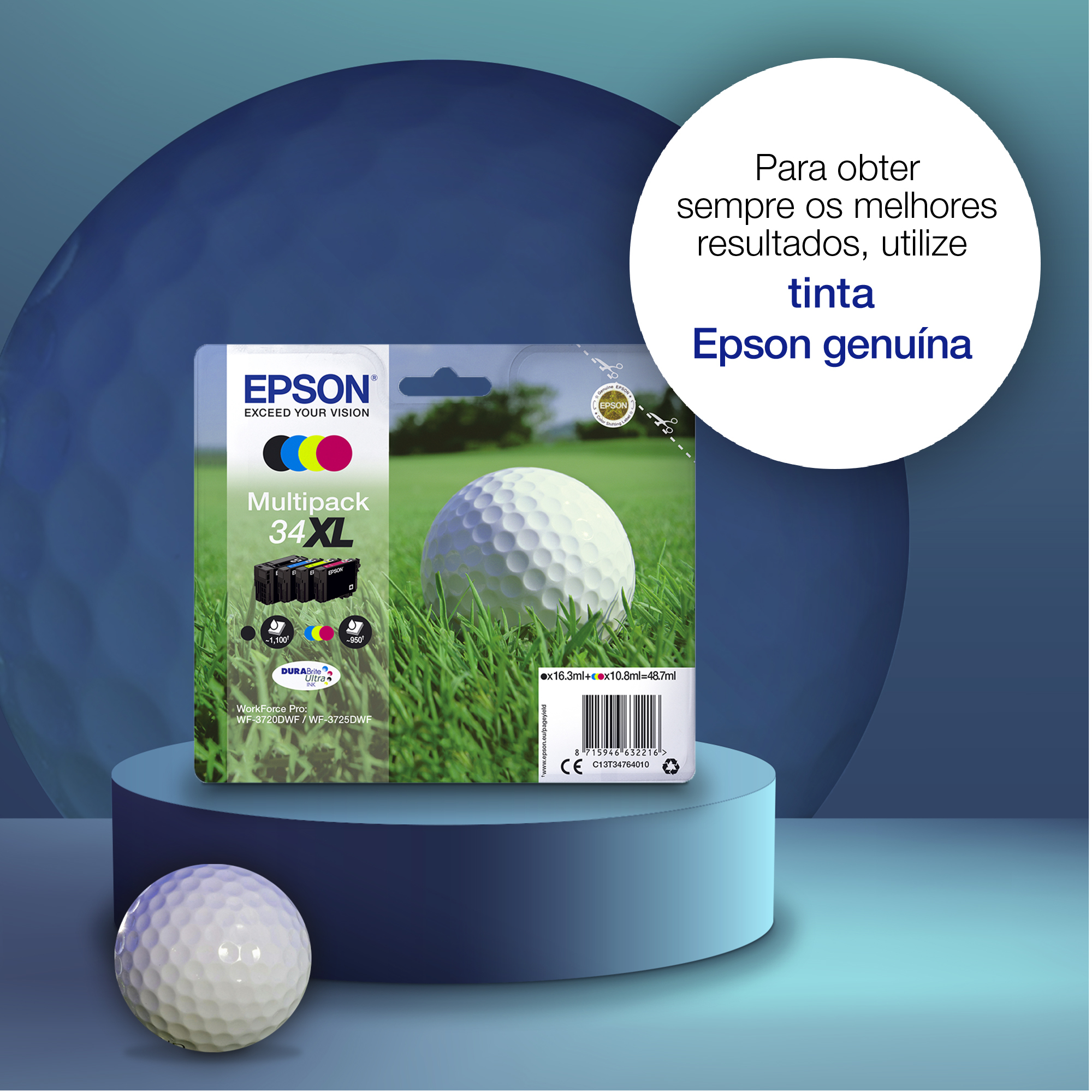 Epson Golf ball 34 Conjunto individual ciano DURABrite Ultra Bola de golfe — miniatura 4