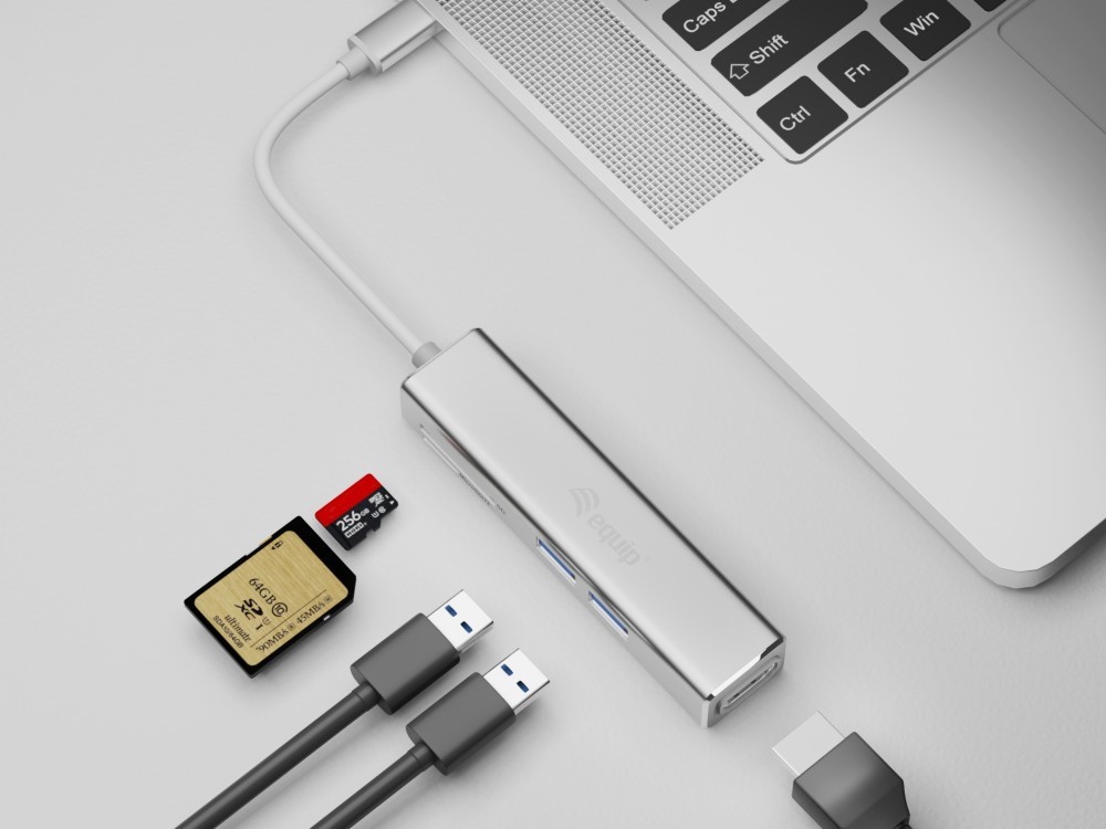 EQUIP LIFE ADAPTADOR USB-C 5 EM 1 HDMI USB 3.0 MICRO SD #PROMO# — miniatura 2