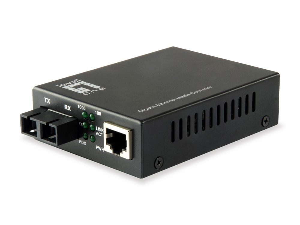 LEVELONE MEDIA CONVERTER RJ45 GIGABIT TO SC SM 20K — miniatura 2