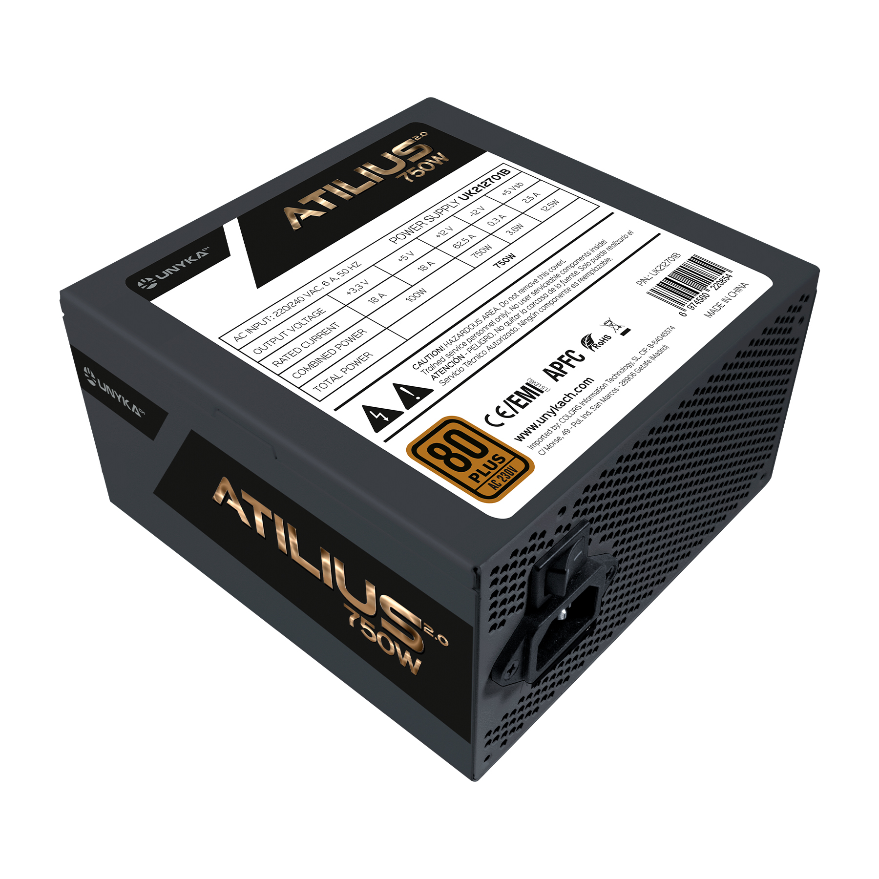 UNYKAch ATX Atilius 2.0 Black 750W 80+ Bronze — miniatura 2