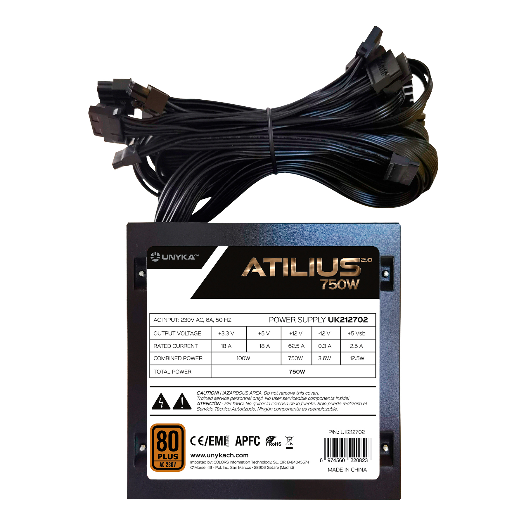 UNYKAch ATX Atilius 2.0 Black 750W 80+ Bronze — miniatura 3