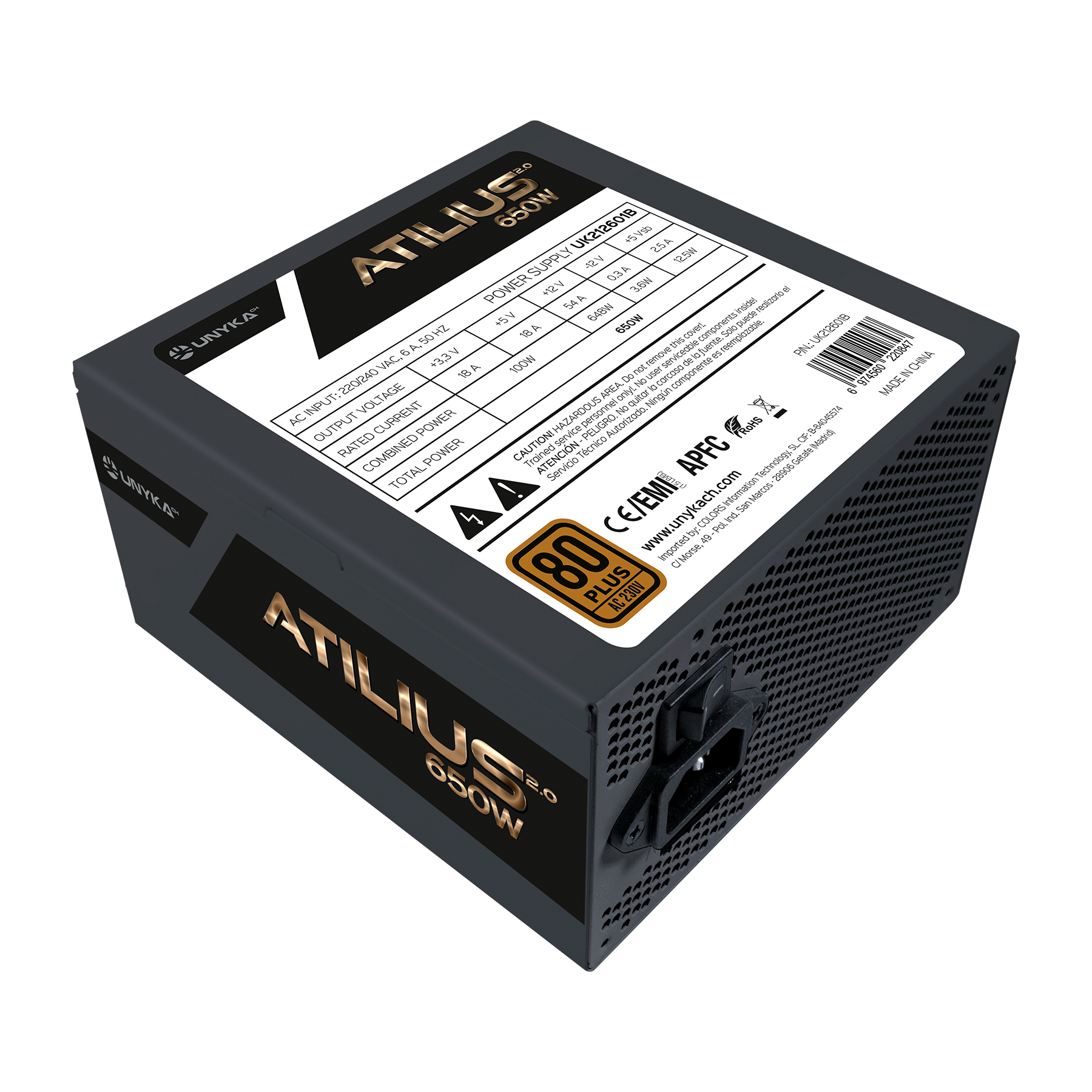 UNYKAch ATX Atilius 2.0 Black 650W 80+ Bronze — miniatura 2