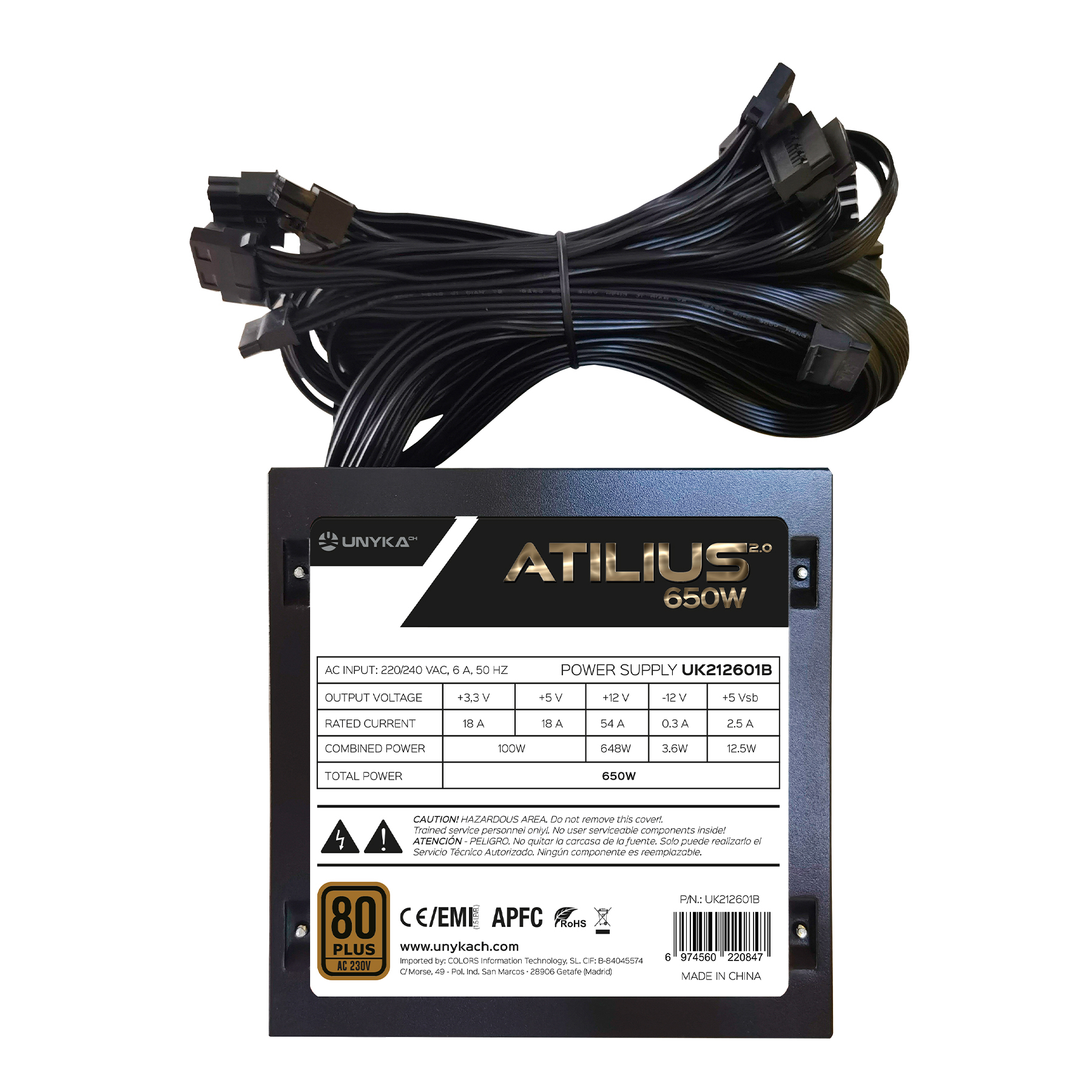 UNYKAch ATX Atilius 2.0 Black 650W 80+ Bronze — miniatura 3