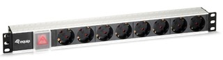 EQUIP REGUA 19" 8 TOMADAS SCHUKO 16A 3500W PDU C/ INTERRUPTOR ALUMINIO — miniatura 2