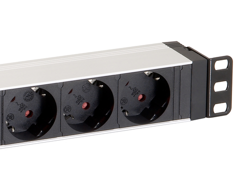 EQUIP REGUA 19" 8 TOMADAS SCHUKO 16A 3500W PDU C/ INTERRUPTOR ALUMINIO — miniatura 4