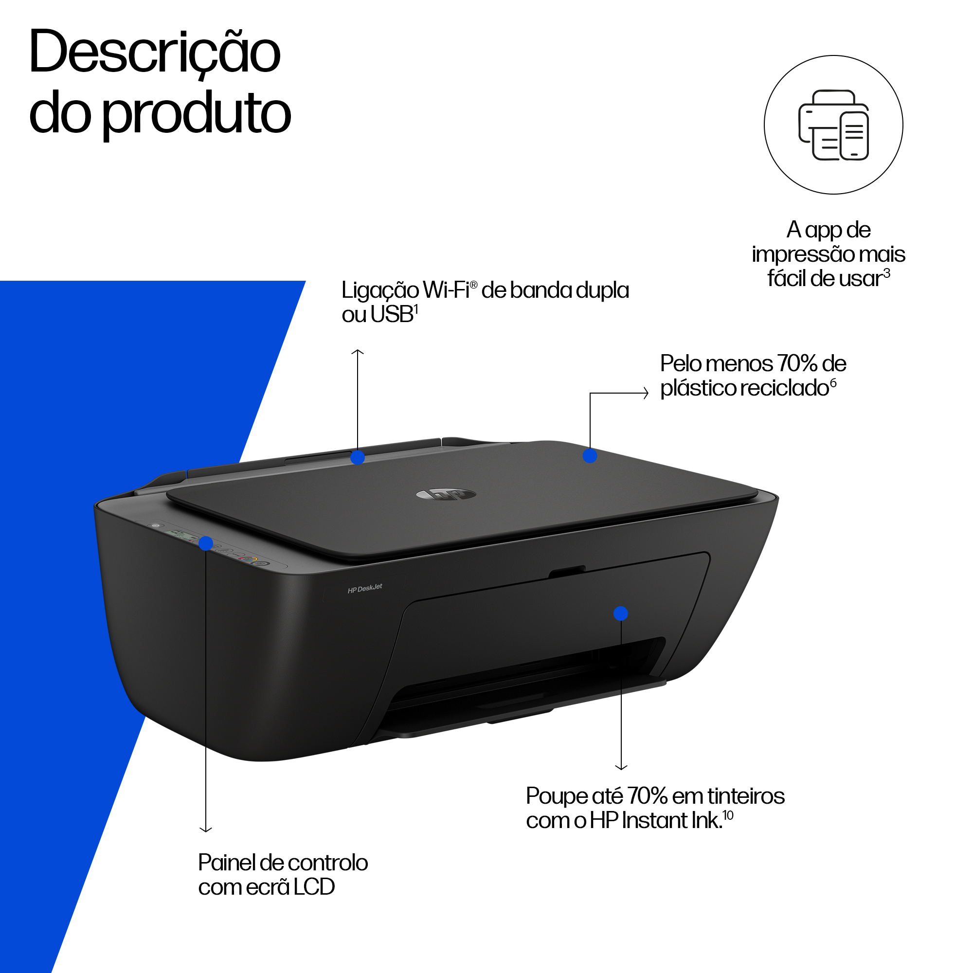 HP DeskJet 2920 Sem fios All-in-One Cor Impressora, Instant Ink — miniatura 3