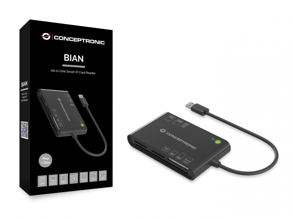 CONCEPTRONIC LEITOR C CIDADAO+ CARTOES MEMORIA BLACK USB3.0 — miniatura 2