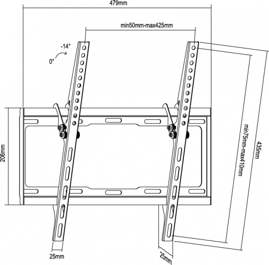 EQUIP ERGO SUPORTE PAREDE INCLINAVEL 81 140CM 32" 55" 650311 — miniatura 2