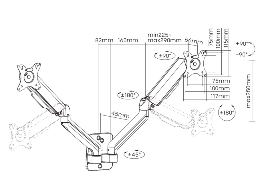 Equip Suporte de parede para monitor duplo de 17"-32” — miniatura 9