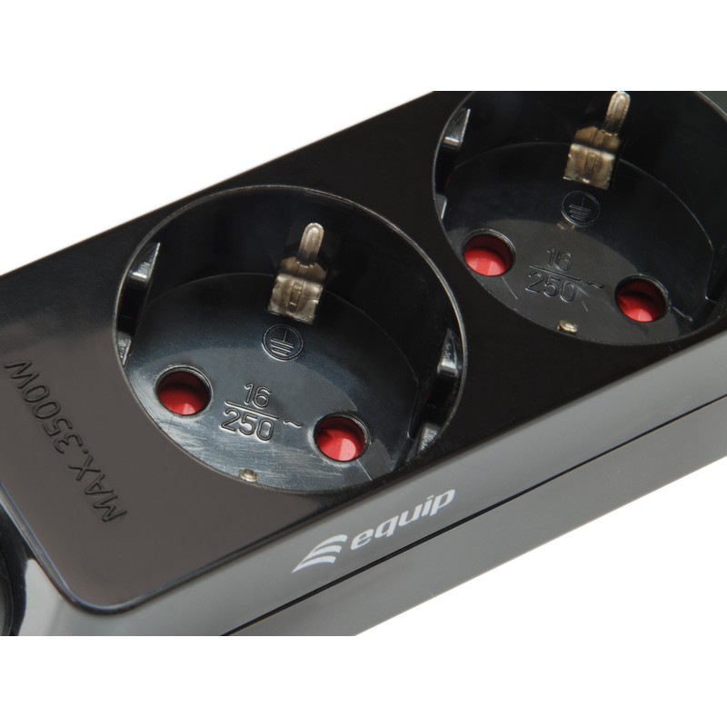 EQUIP EXTENSAO ELETRICA 3 TOMADAS SCHUKO C/CABO C14 1MT PRETO — miniatura 3