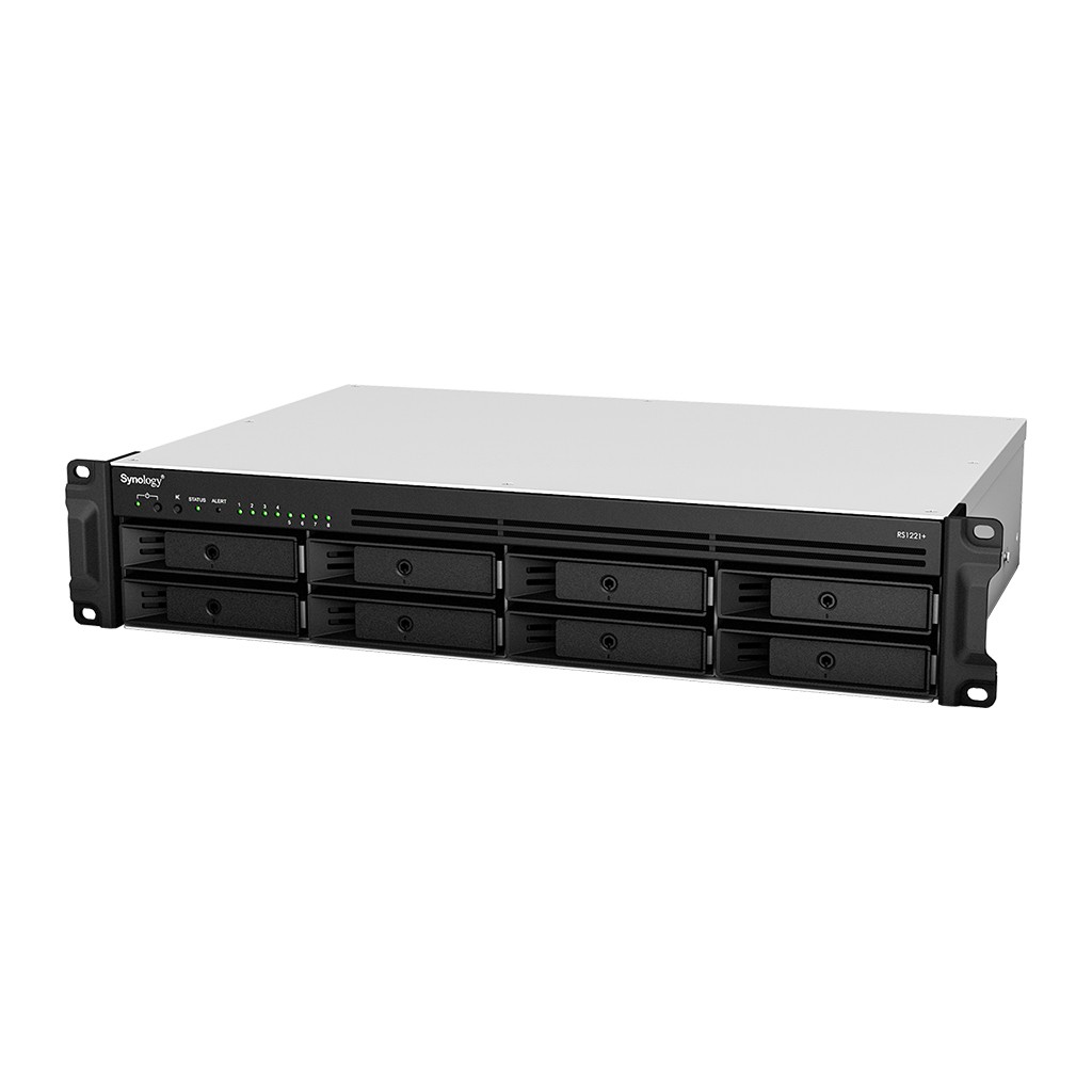 Synology RackStation RS1221+ - Servidor NAS - 8 baias - montável em bastidor - SATA 6Gb/s - RAID (expansão de disco rígido) 0, 1, 5, 6, 10, JBOD - RAM 4 GB - Gigabit Ethernet - iSCSI assistência - 2U — miniatura 2