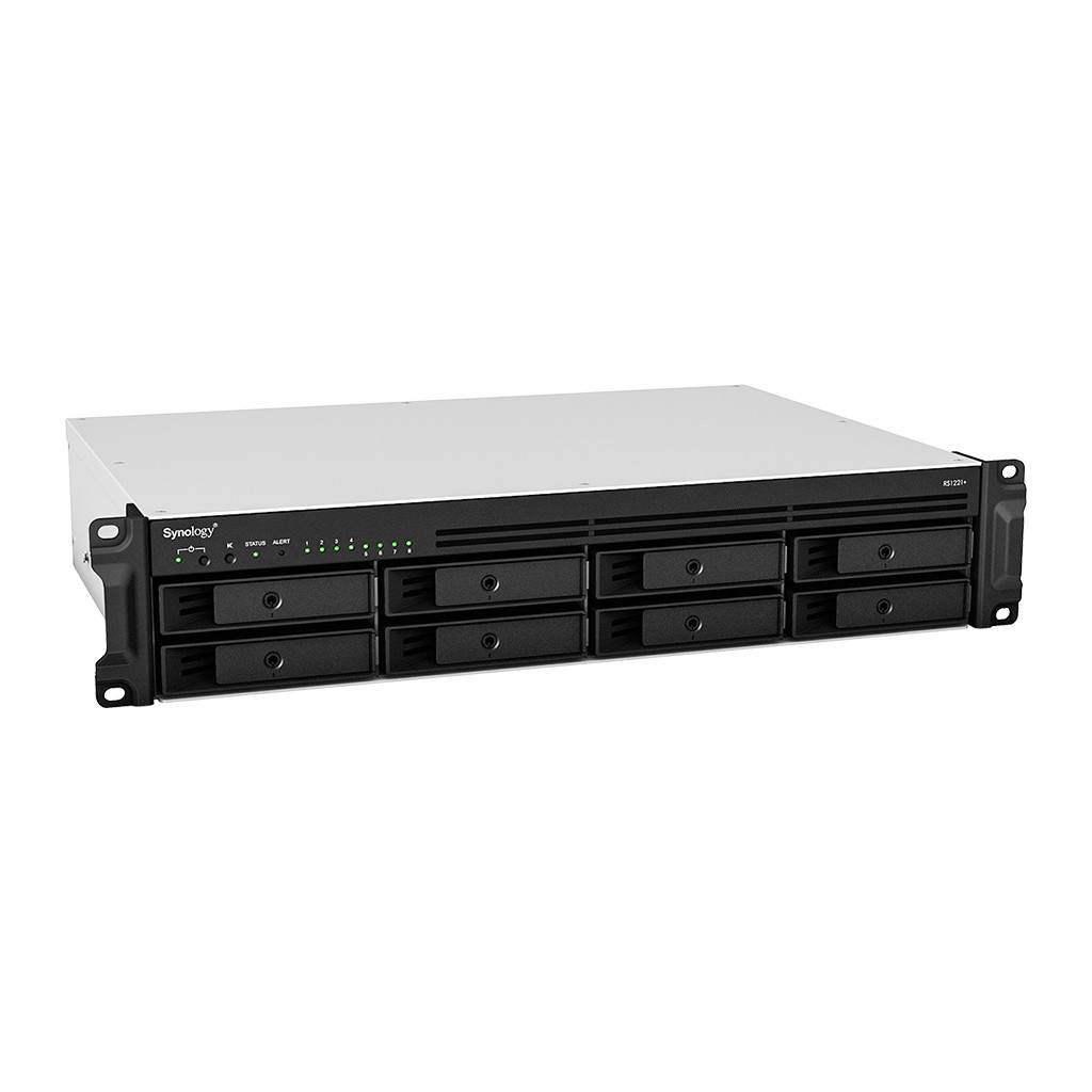Synology RackStation RS1221+ - Servidor NAS - 8 baias - montável em bastidor - SATA 6Gb/s - RAID (expansão de disco rígido) 0, 1, 5, 6, 10, JBOD - RAM 4 GB - Gigabit Ethernet - iSCSI assistência - 2U — miniatura 6