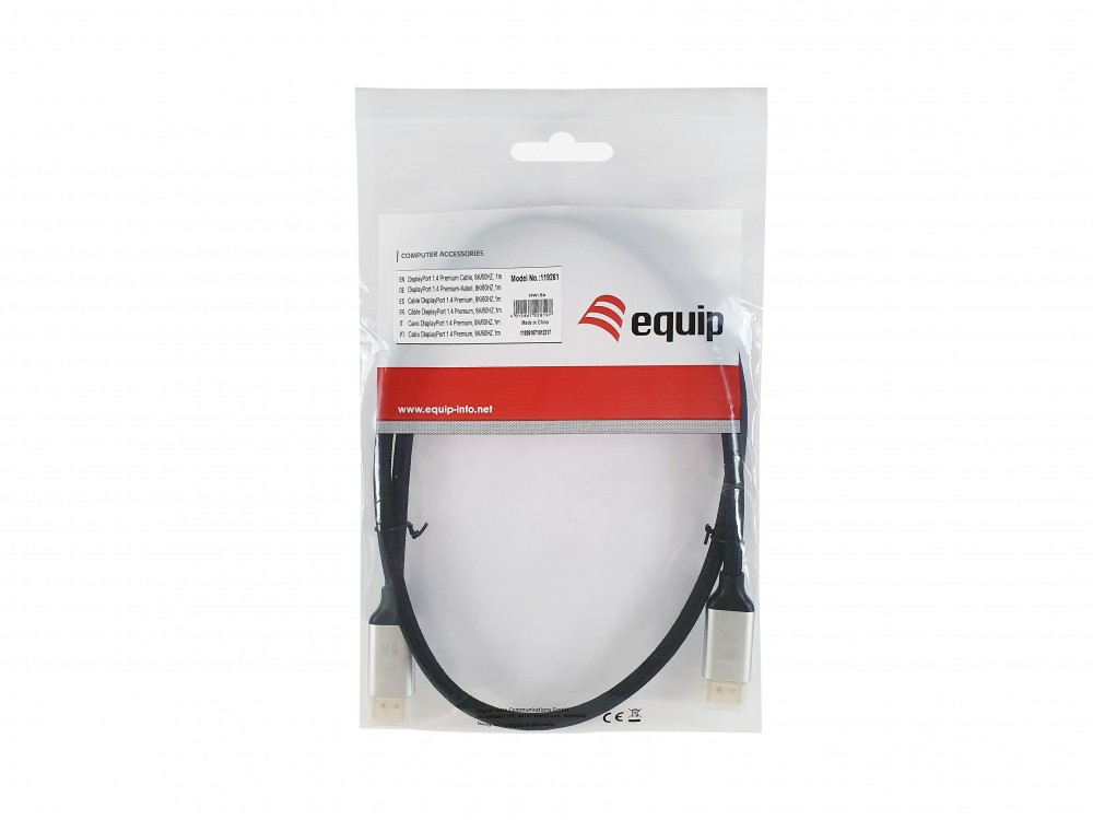 EQUIP CABO DISPLAYPORT 1.4 PREMIUM M/M 1.0MT — miniatura 3