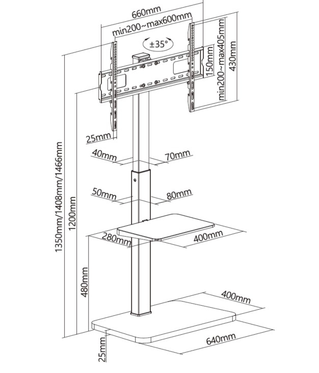 Equip Suporte de chão para TV de 37"-75” — miniatura 14