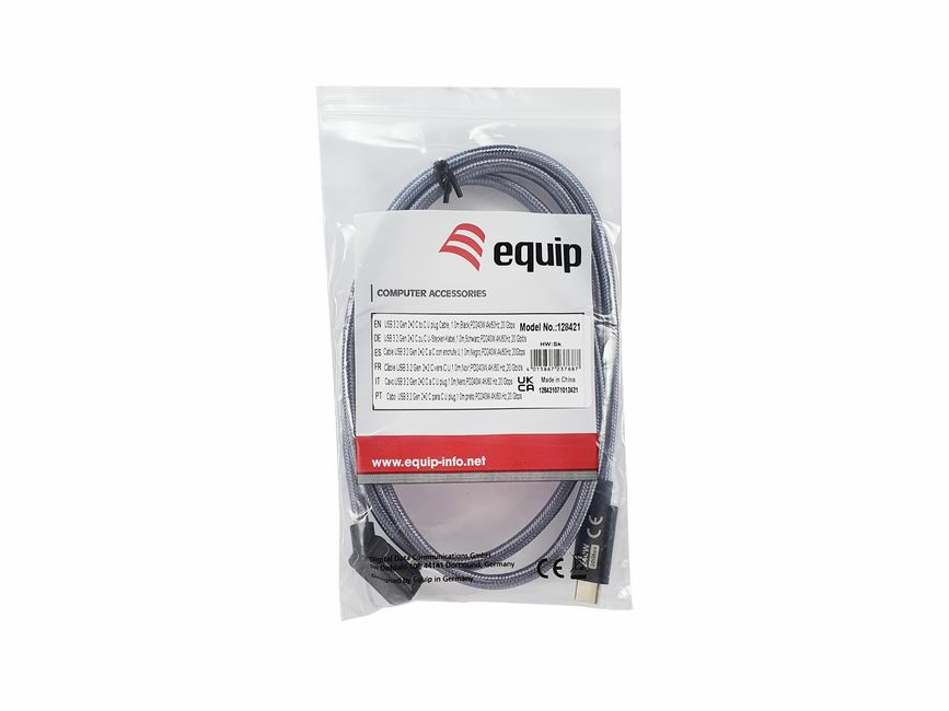 Equip 128421 Cabo de ficha USB 3.2 Gen 2x2 C para C U, 1,0 m, preto, M/M, PD240W, 4K/60Hz, 20Gbps — miniatura 8