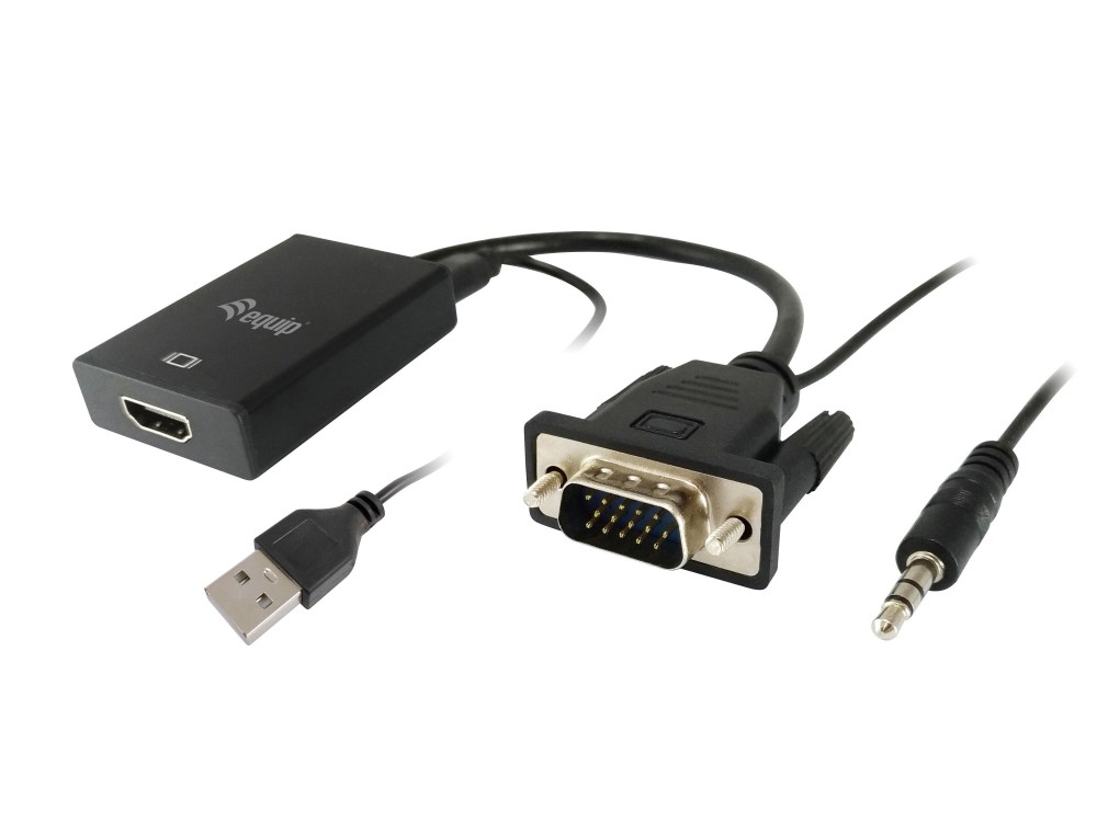 EQUIP ADAPTADOR VGA HDMI M/F C/AUDIO PRETO — miniatura 3