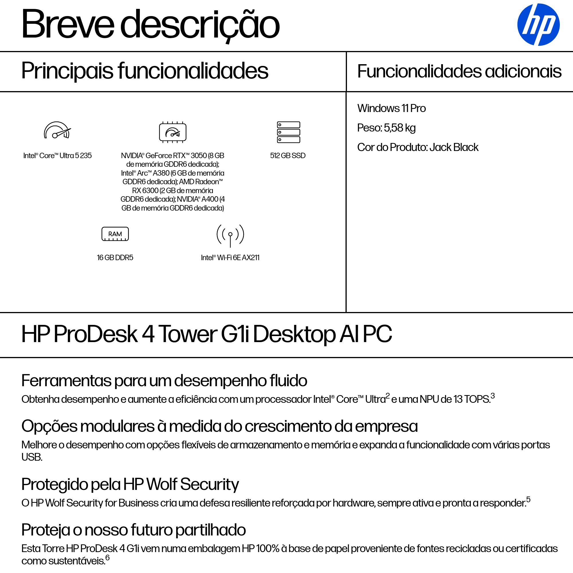 HP ProDesk 4 Tower G1i Desktop AI PC — miniatura 3