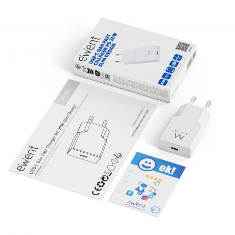 Ewent Carregador rápido USB-C PD de 20W GaN, design fino — miniatura 2