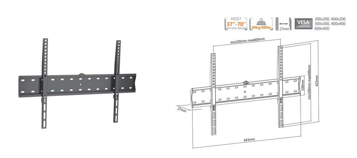 Equip 650330 Suporte de parede fino para TV fixo de 37"-75” — miniatura 9