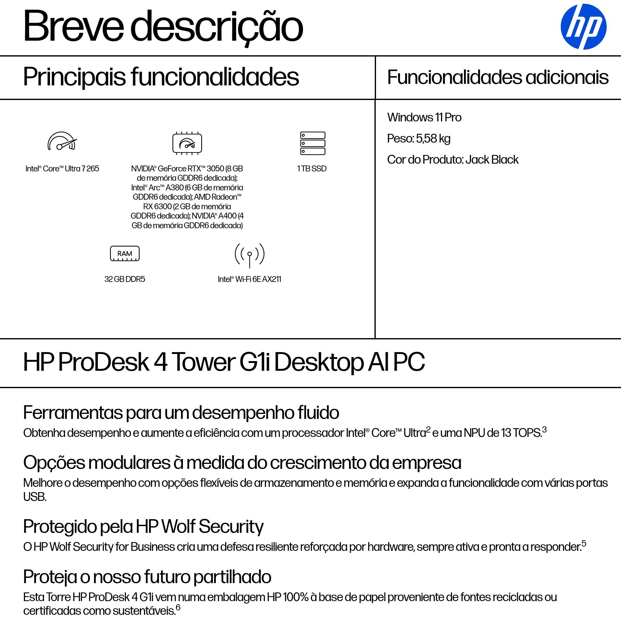 HP ProDesk 4 Tower G1i Desktop AI PC — miniatura 3