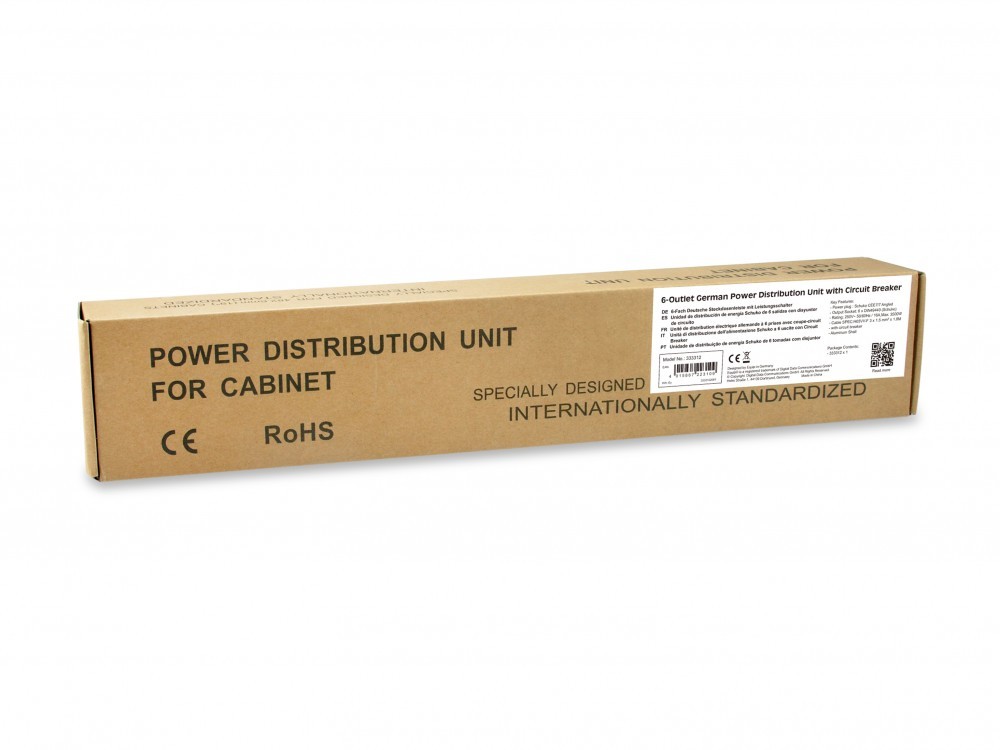 EQUIP REGUA 19" 6 TOMADAS SCHUKO 16A PDU C/DISJUNTOR ALU. 1.8MT — miniatura 2