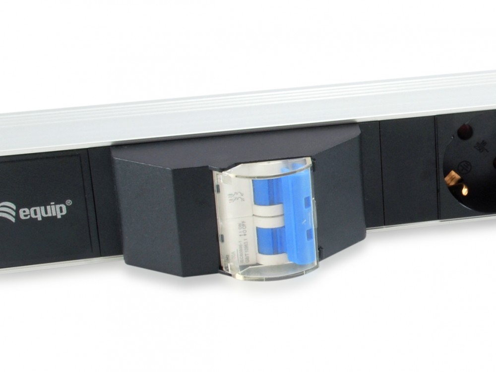 EQUIP REGUA 19" 6 TOMADAS SCHUKO 16A PDU C/DISJUNTOR ALU. 1.8MT — miniatura 4