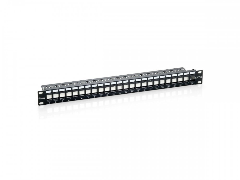 EQUIP PATCH PANEL 24PORT KEYSTONE 19" 1U UNSHIELDED PRETO — miniatura 2
