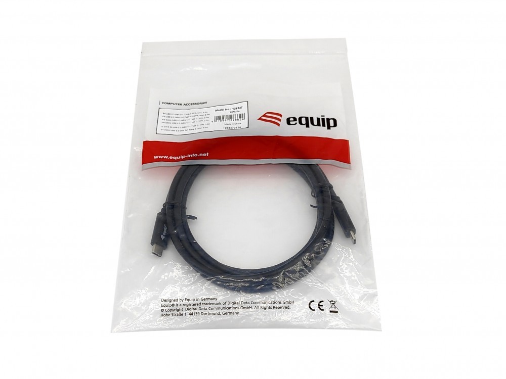 EQUIP CABO USB 3.2 GEN 1X1 TYPE-C TO C M/M 2.0M 5G TRANSFER 3A BLACK — miniatura 5