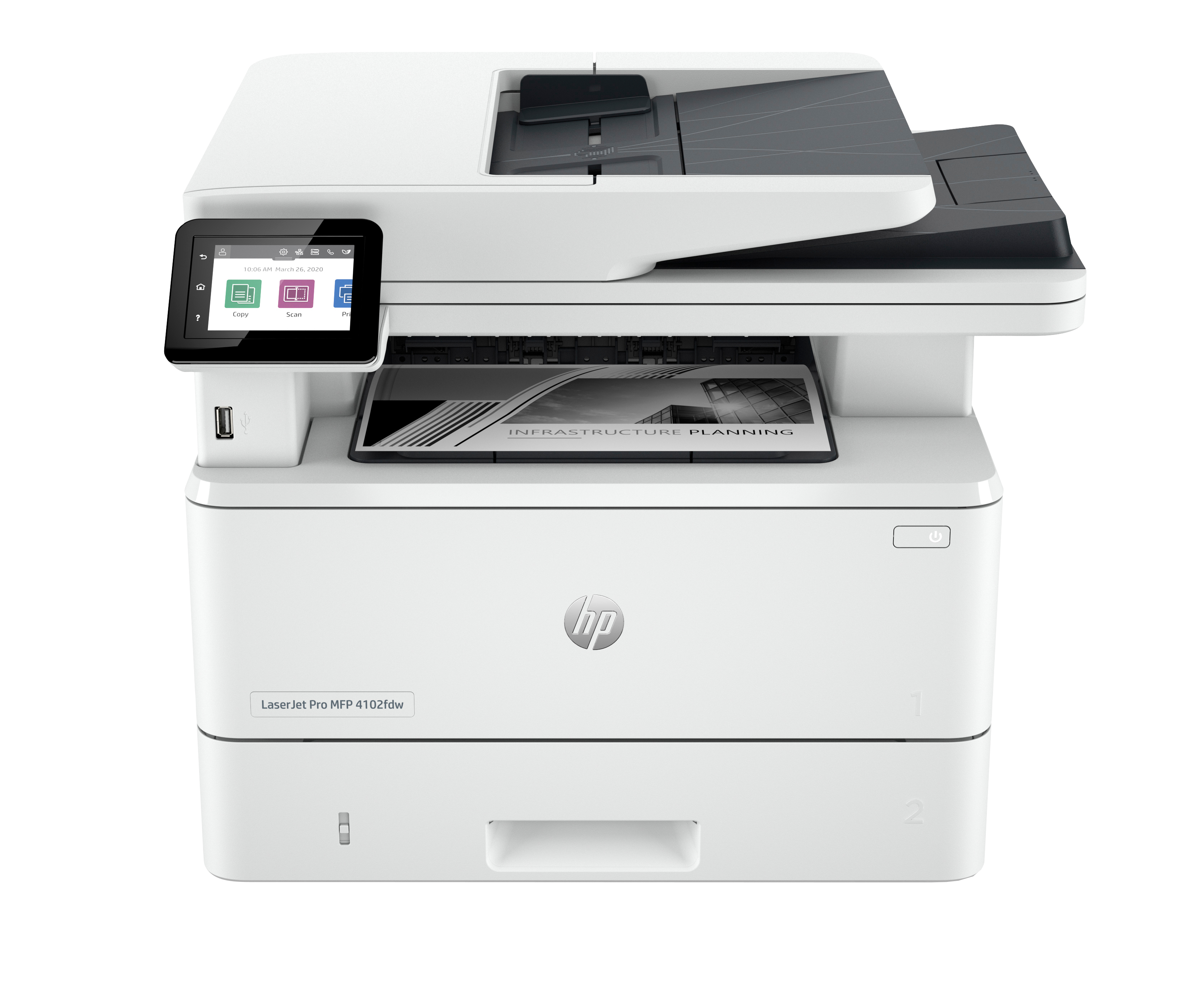 HP LaserJet Pro 4102fdw Sem fios Multifunction Preto e branco Impressora, Copiadora, Scanner; Frente e verso