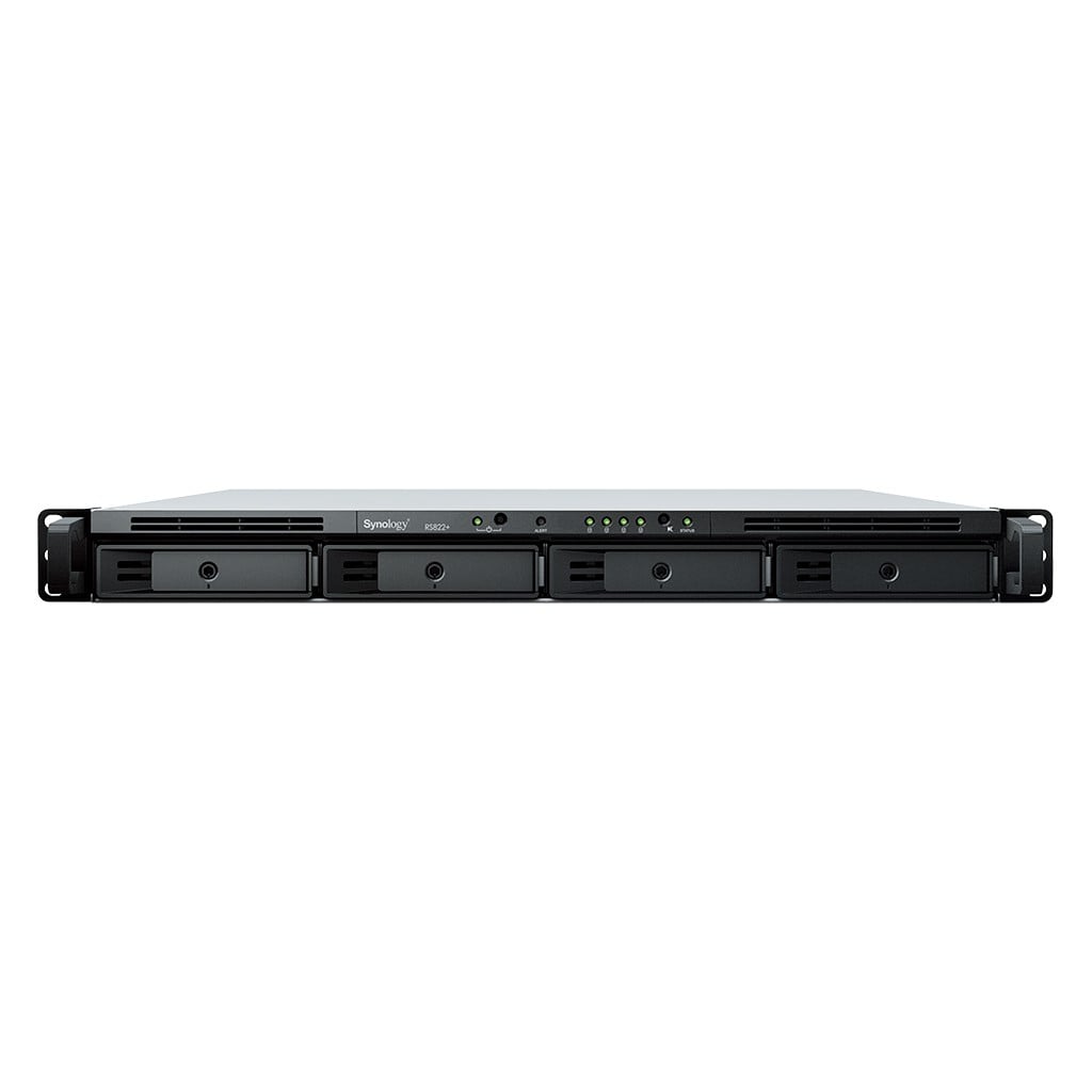 Synology RackStation RS822+ - Servidor NAS - 4 baias - montável em bastidor - SATA 6Gb/s - RAID (expansão de disco rígido) 0, 1, 5, 6, 10, JBOD - RAM 2 GB - Gigabit Ethernet - iSCSI assistência - 1U