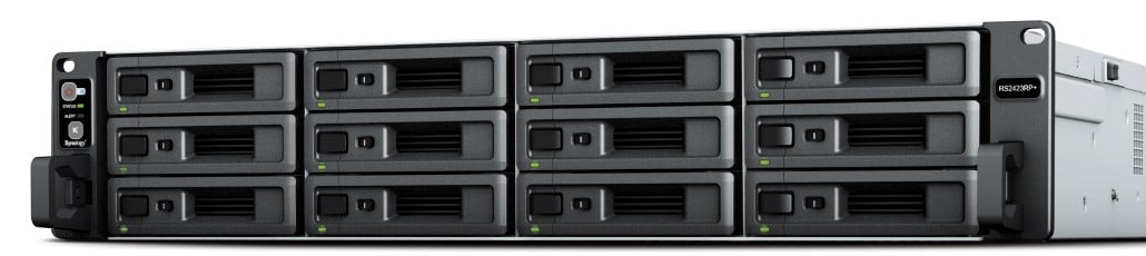 Synology RackStation RS2423+ - Servidor NAS - 12 baias - montável em bastidor - SATA 6Gb/s - RAID (expansão de disco rígido) JBOD, 0, 1, 5, 6, 10 - RAM 8 GB - Gigabit Ethernet / 10 Gigabit Ethernet - iSCSI assistência - 2U