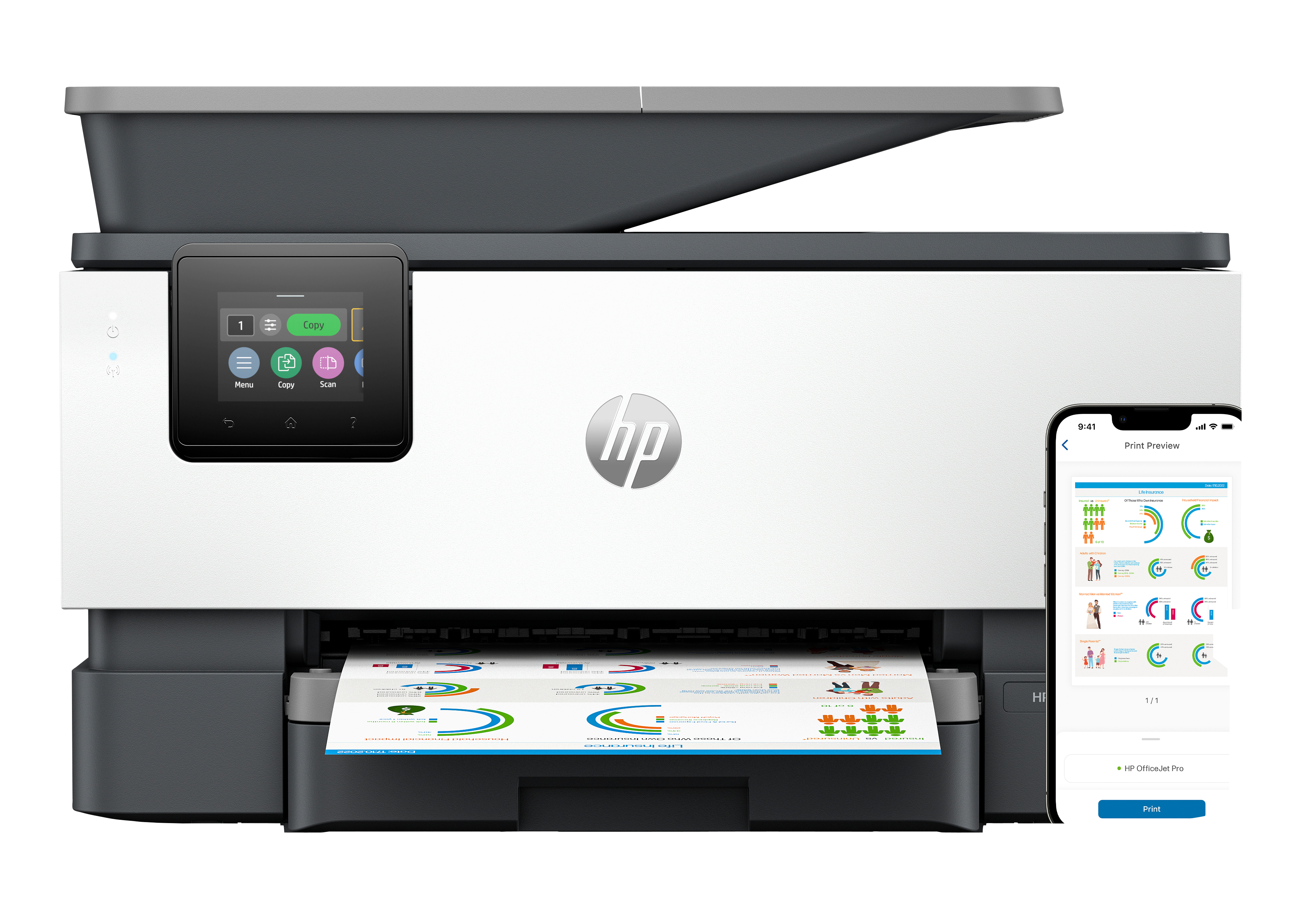 HP OfficeJet Pro 9122e Sem fios All-in-One Cor Impressora, Instant Ink; Impressão frente e verso
