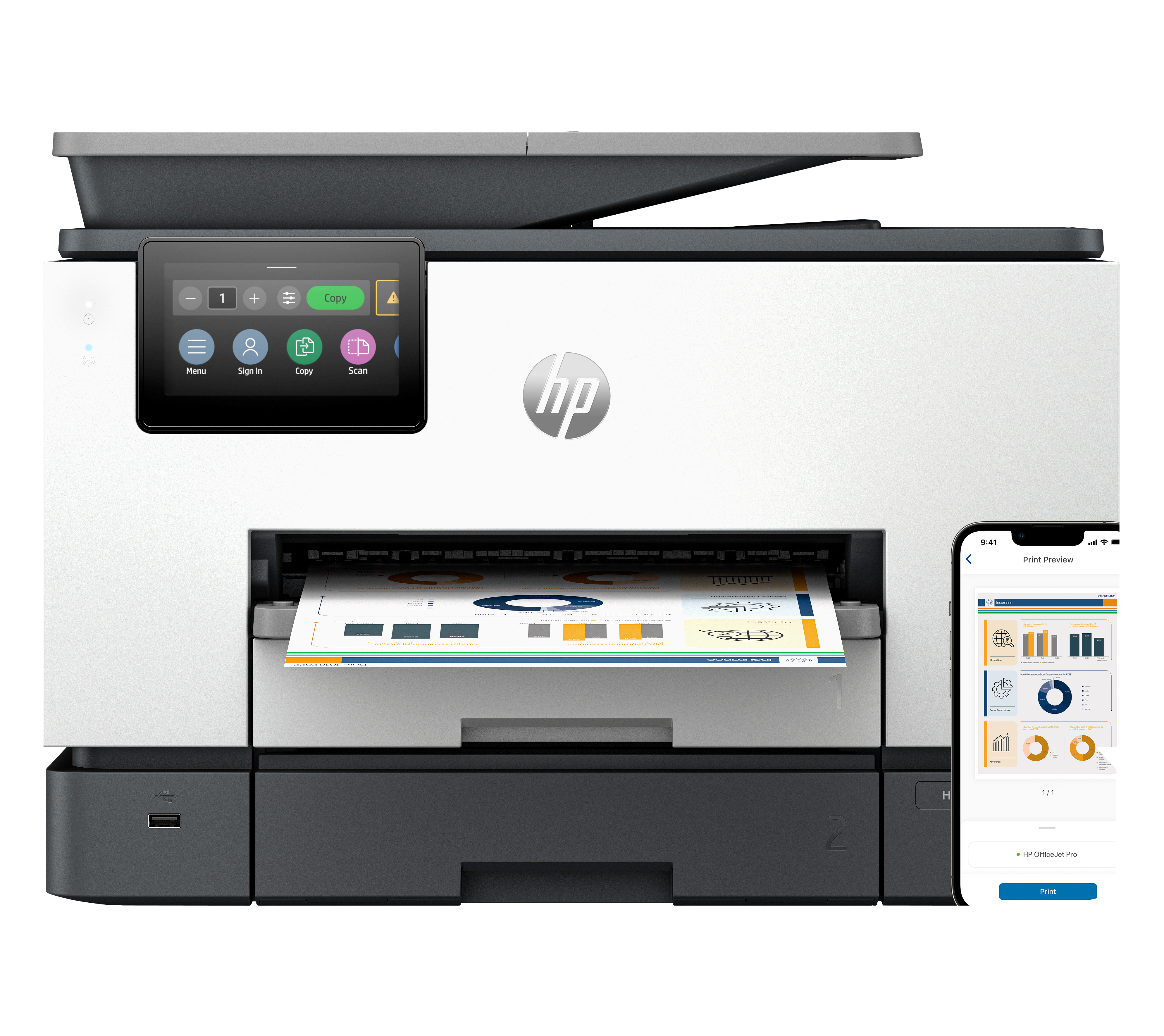 HP OfficeJet Pro 9130b Sem fios All-in-One Cor Impressora, Impressão frente e verso; Copiadora, scanner