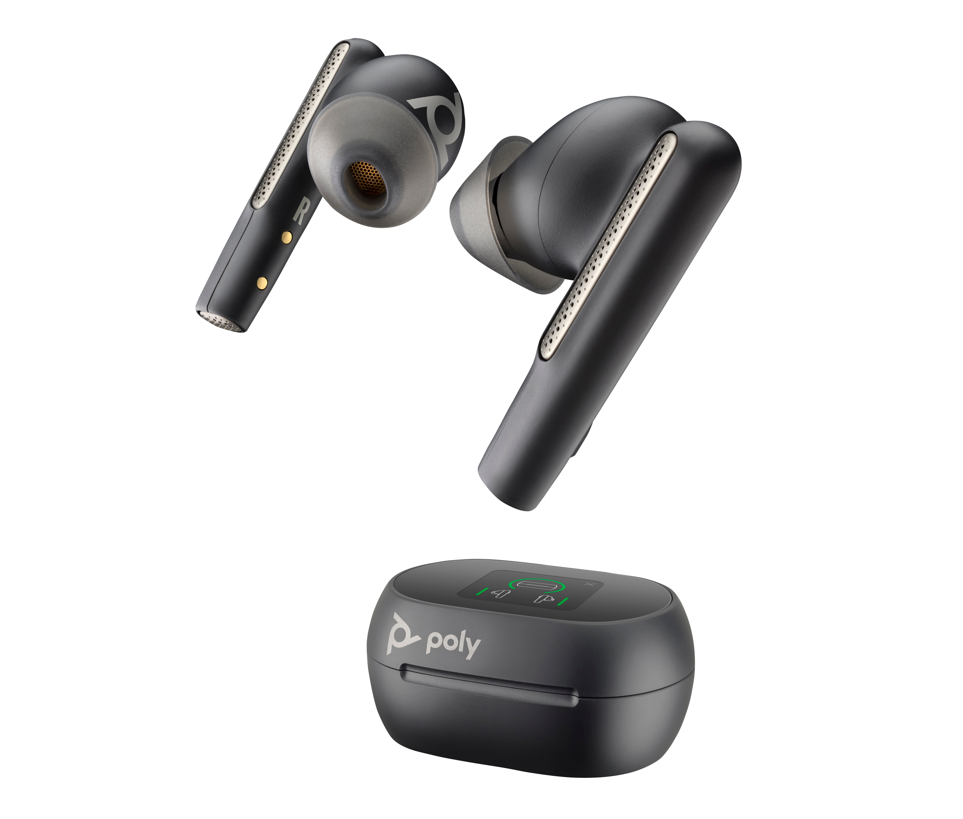 HP Poly Auriculares Poly Voyager Free 60+ UC M (Preto Carbono) + Adaptador USB-C BT700 + Caixa de carregamento com ecrã tátil