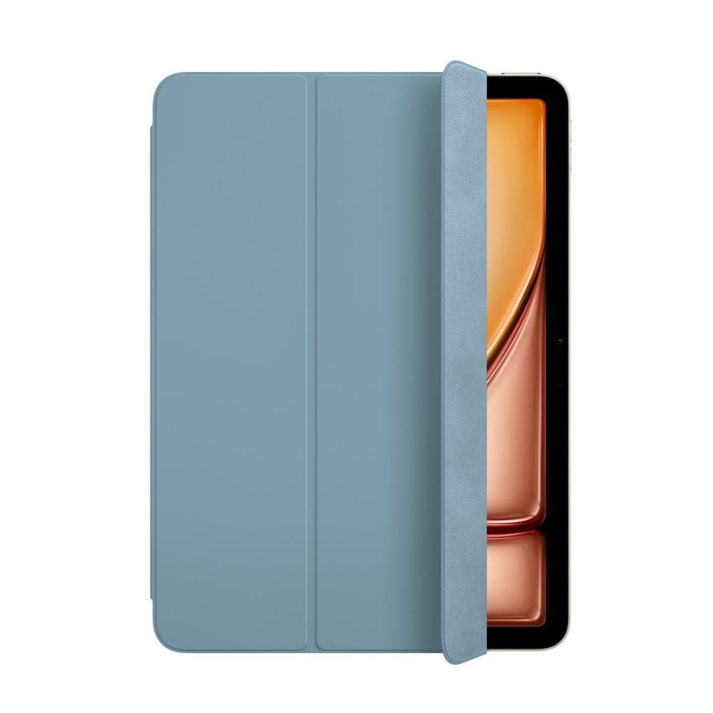A Smart Folio para iPad Air (M2) pode ser ajustada em vários ângulos de utilização para ler, ver vídeos, escrever ou fazer chamadas FaceTime