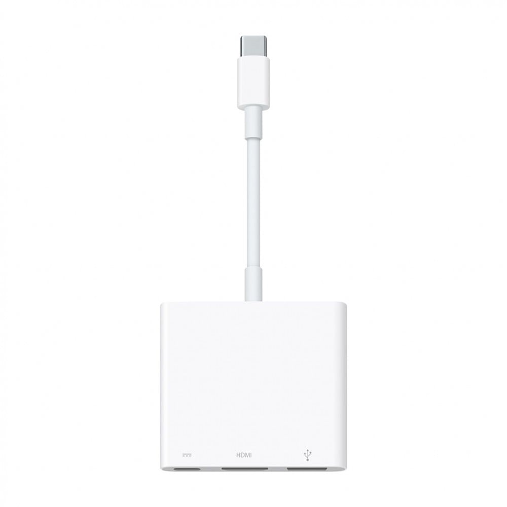 Com o Adaptador USB‑C para multiportas AV digitais, pode ligar o Mac, iPad ou iPhone com porta USB‑C a um ecrã HDMI, ao mesmo tempo que liga um dispositivo USB e um cabo de carregamento USB‑C