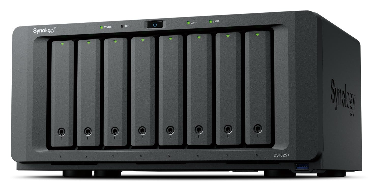 Synology Disk Station DS1825+ - Servidor NAS - 8 baias - RAID (expansão de disco rígido) JBOD, 0, 1, 5, 6, 10 - RAM 8 GB - 2.5 Gigabit Ethernet - iSCSI assistência