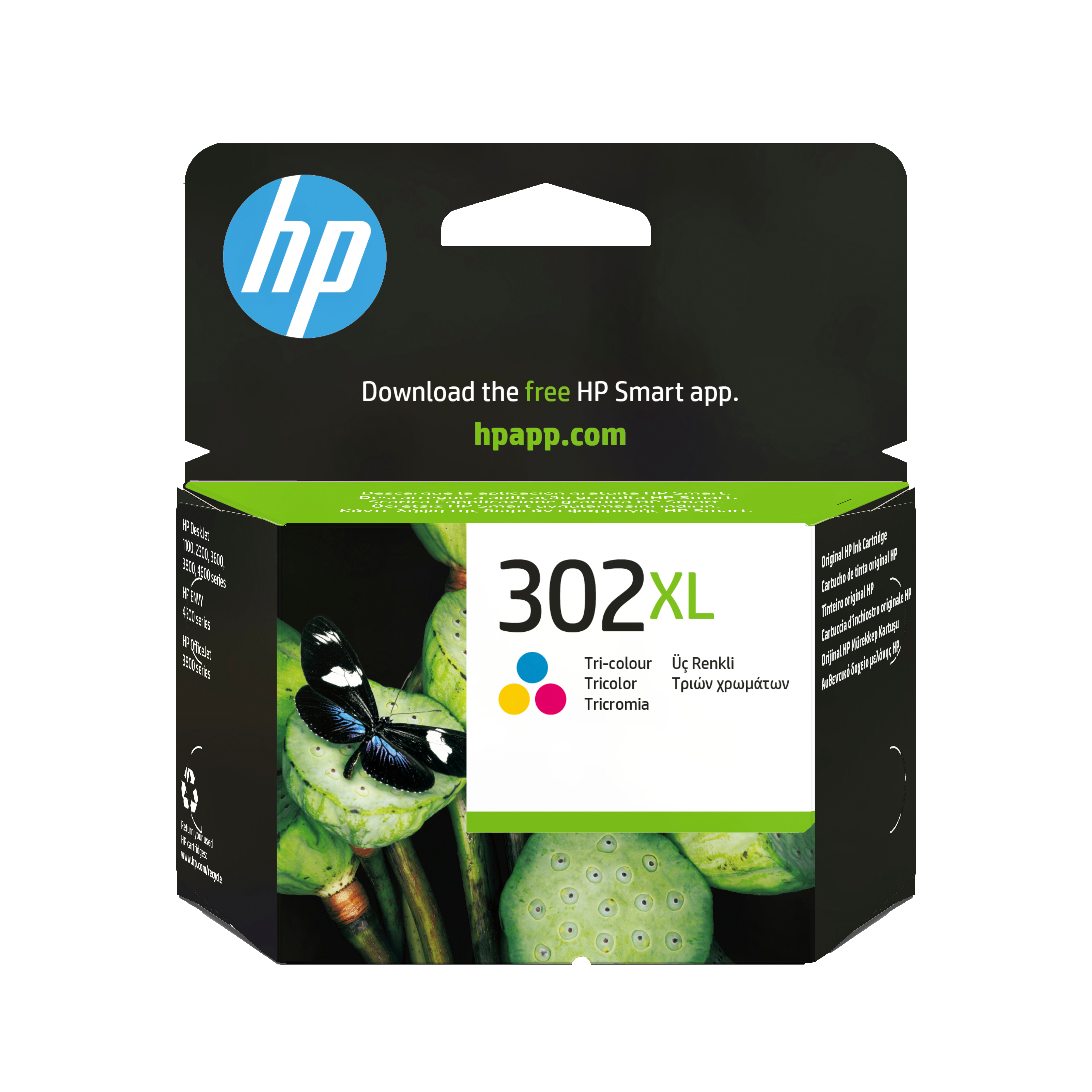 HP Tinteiro original 302XL Tricolor de elevado rendimento