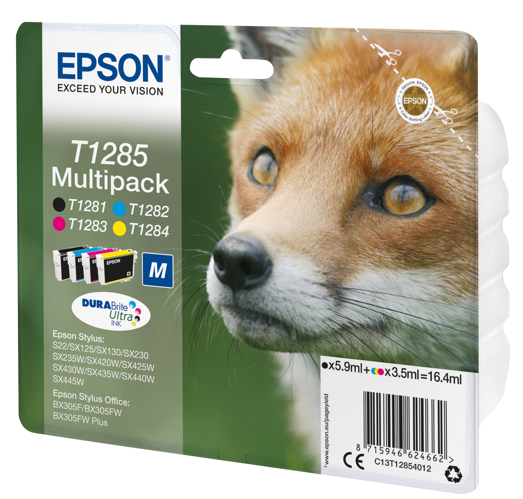 Epson Fox T1285 Tinta multipack de 4 cores DURABrite Ultra Raposa